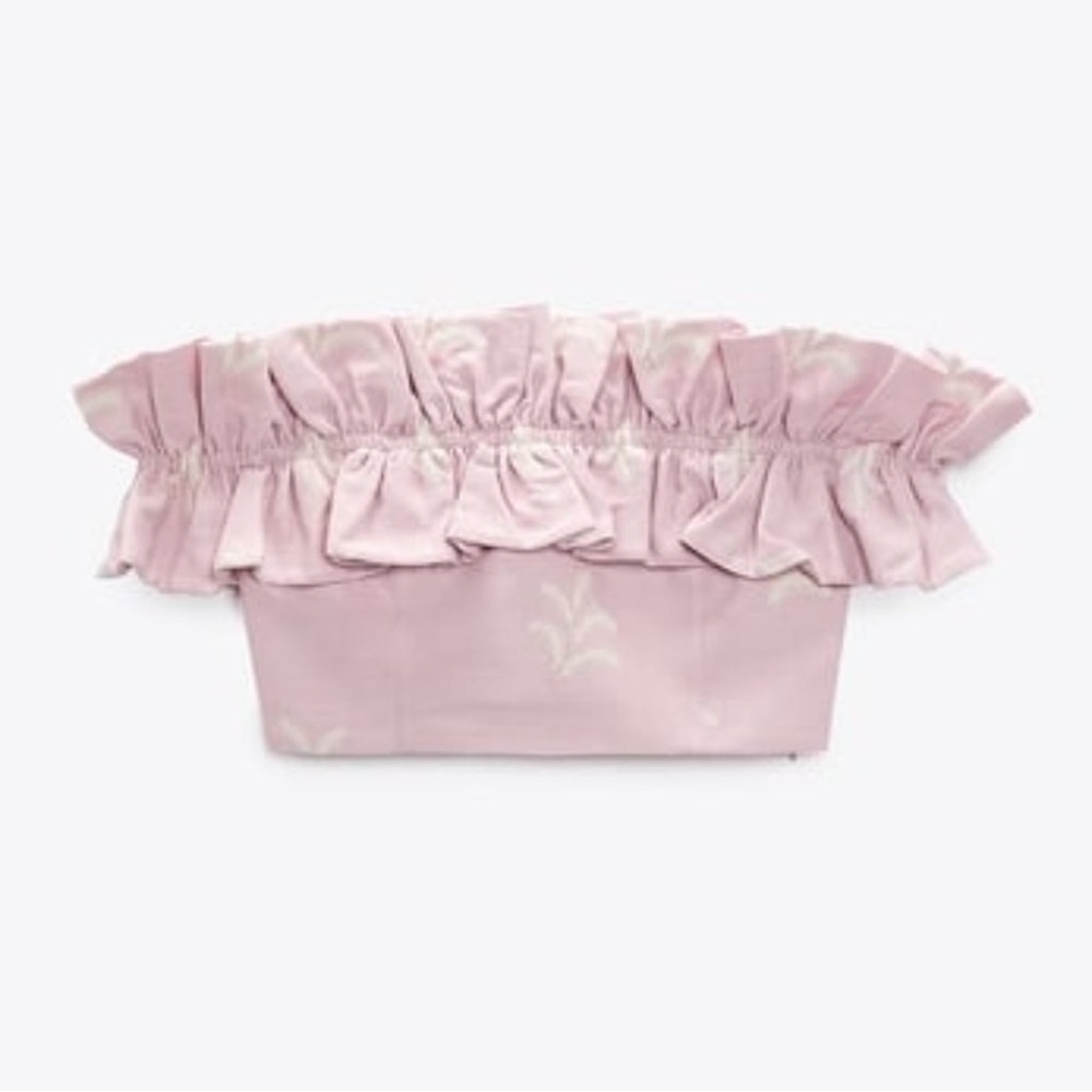 Zara Ruffled Off-Shoulder Crop Top – NWT 💖